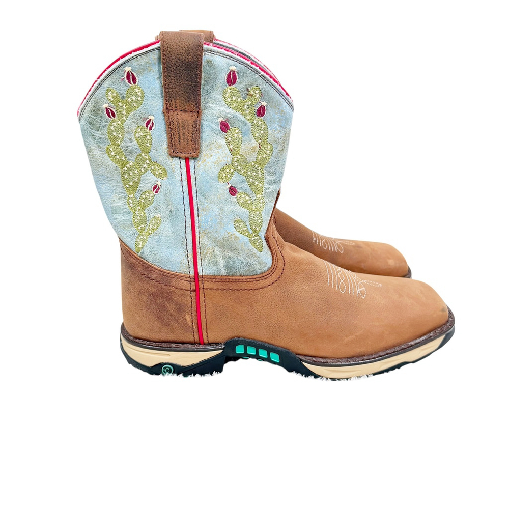 Corral Ladies Tan Hydro Resist Cactus Farm Ranch Dual Density Sole Boot Size 9 M - Picture 8 of 10